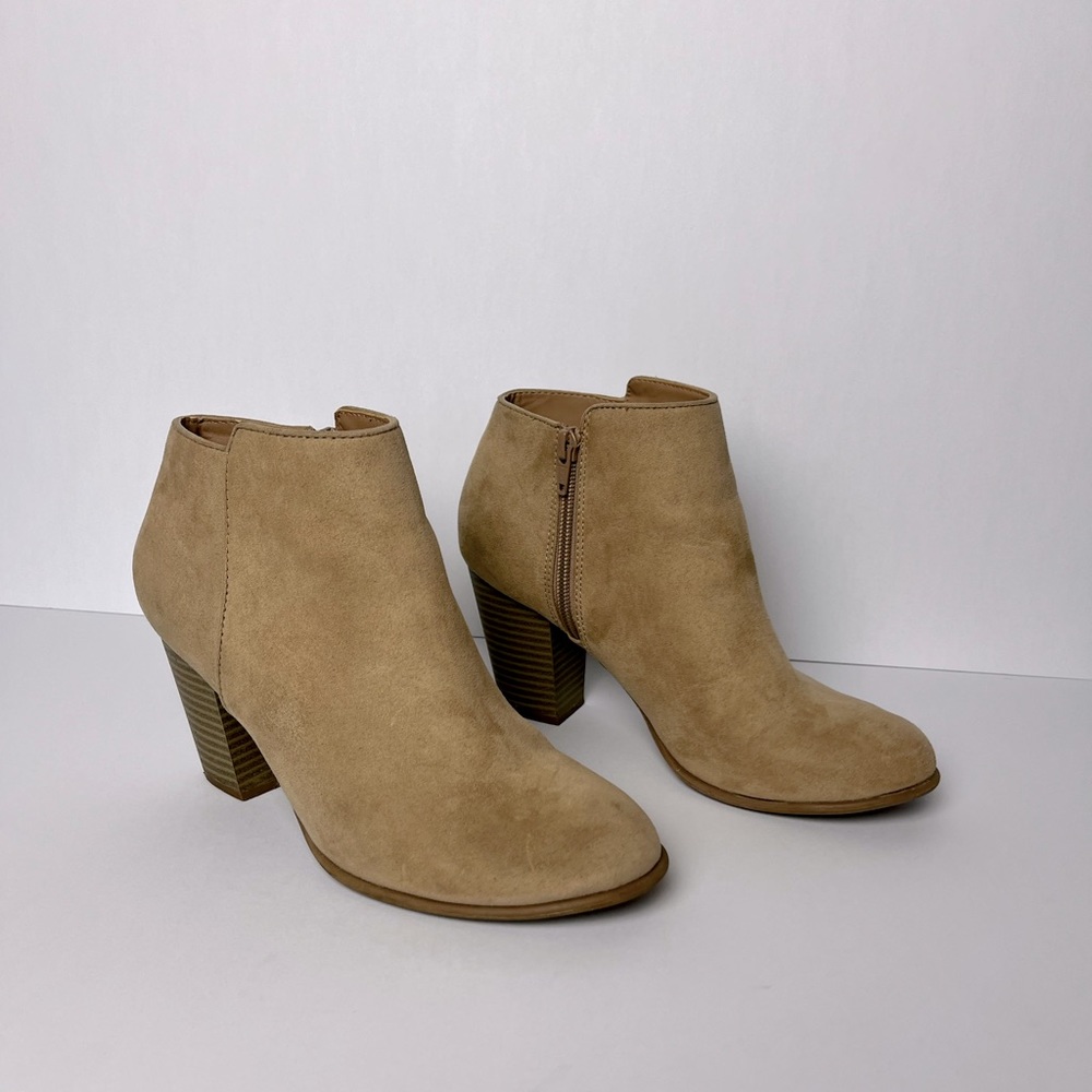 Old Navy Tan heel booties 3 inches heel height
